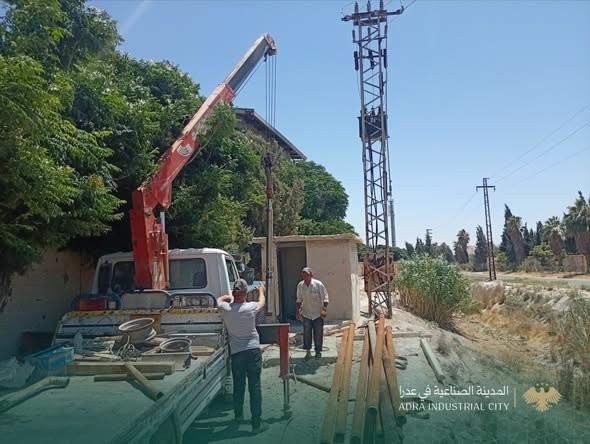 استمرار صيانة وتأهيل مضختين في منطقة التلكردي لخدمة عدرا الصناعية