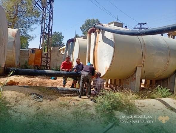 تنفيذ أعمال صيانة ورفع كفاءة المضخة الأفقية في محطة تشرين بمدينة عدرا الصناعية